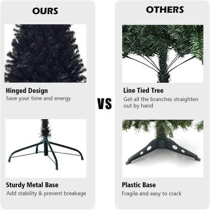 KTKDE Árbol de Navidad artificial de abeto de 7 pies, árbol de Navidad verde realista con 1.450 puntas de árbol, 300 postes de luz LED alimentados por pilas, pentáculo dorado de 7.8 pulgadas, perfecto