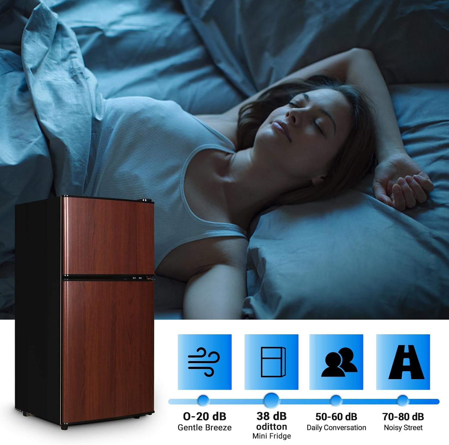 Maine Mini nevera, pequeña nevera con congelador 3.2 pies cúbicos Refrigerador compacto de 2 puertas con control de termostato ajustable de 7 niveles, perfecto para cocina, recámara, departamento,