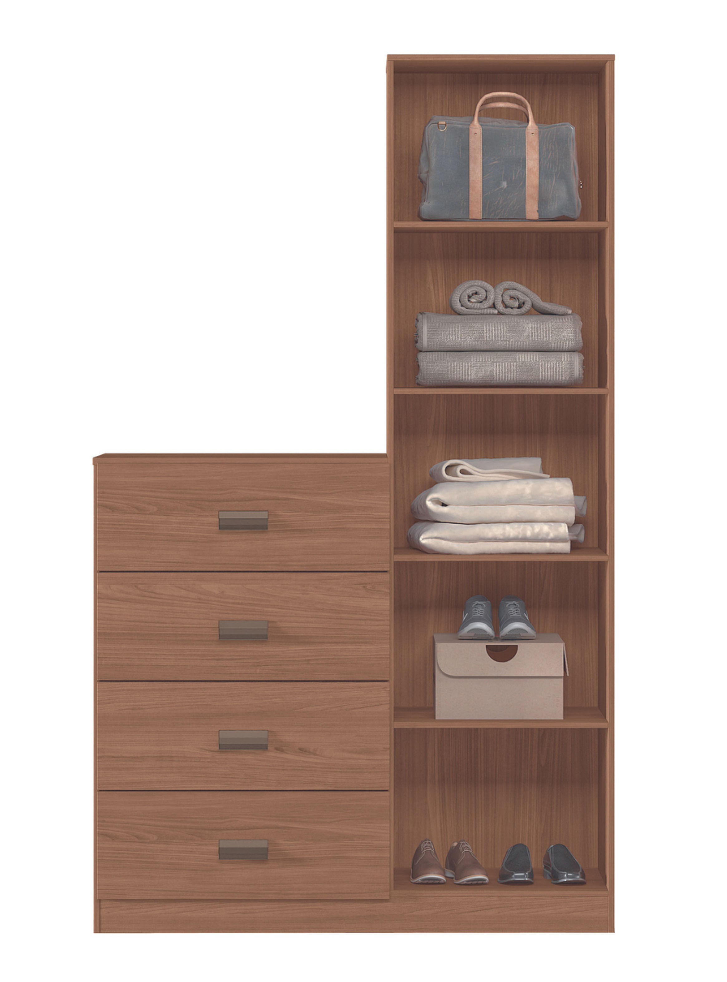 Cómoda Estilo 1 Puerta con espejo 4 Cajones