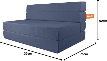 AGUSTO Sofá Cama Matrimonial Multifunción Colchon Plegable Futon Chaise Sillon Puff (Gris Oxford)