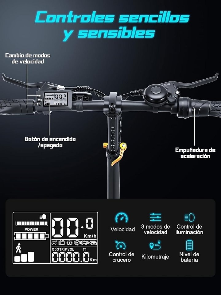 HONEYWHALE BW02 Bicicleta Electrica Plegable para Adultos, Potencia Máxima del Motor 790W, Velocidad Máxima 40KM/H, Autonomía 40-45KM, Batería (48V, 10.4AH), Scooter de Movilidad