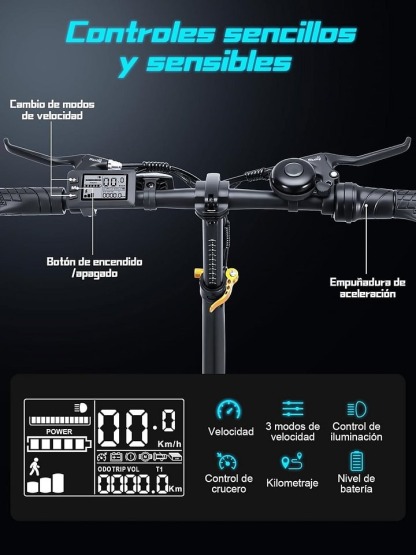 HONEYWHALE BW02 Bicicleta Electrica Plegable para Adultos, Potencia Máxima del Motor 790W, Velocidad Máxima 40KM/H, Autonomía 40-45KM, Batería (48V, 10.4AH), Scooter de Movilidad