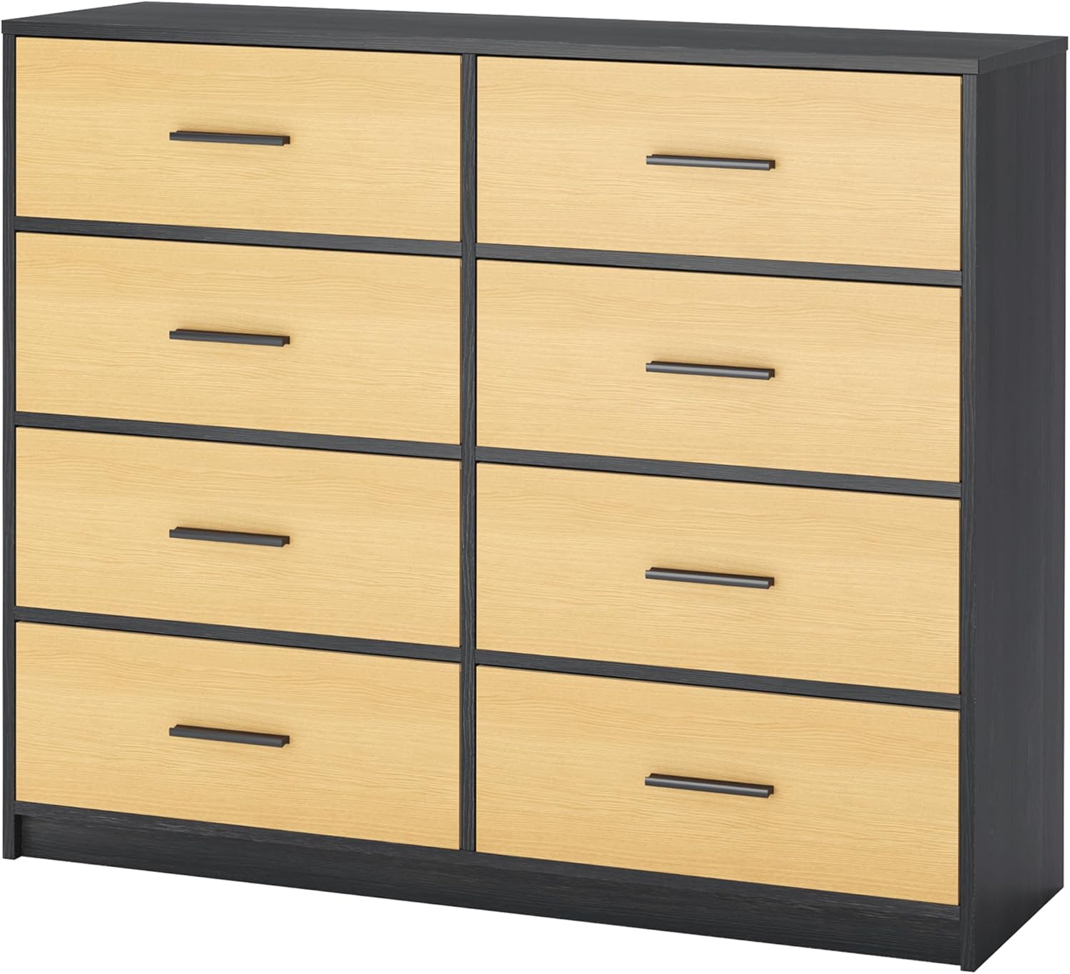 MU:4LIFE Cómoda Elegancia De 6 Cajones, Almacenamiento para Hogar Y Oficina, Organizador Cajonera De Estructura Madera y Cajones De Tela No Tejida y Cubiertas De MDF (Negro y Madera, 6 Cajones)