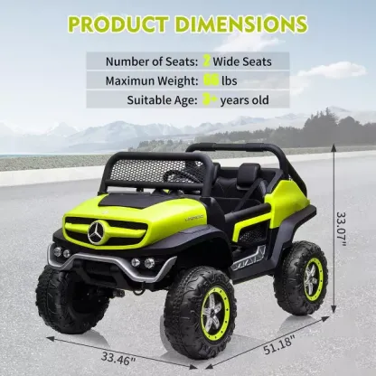 Camión de paseo de 24V para niños, coche eléctrico de 2 plazas con licencia Mercedes Benz para niños pequeños, juguete para montar con Control remoto