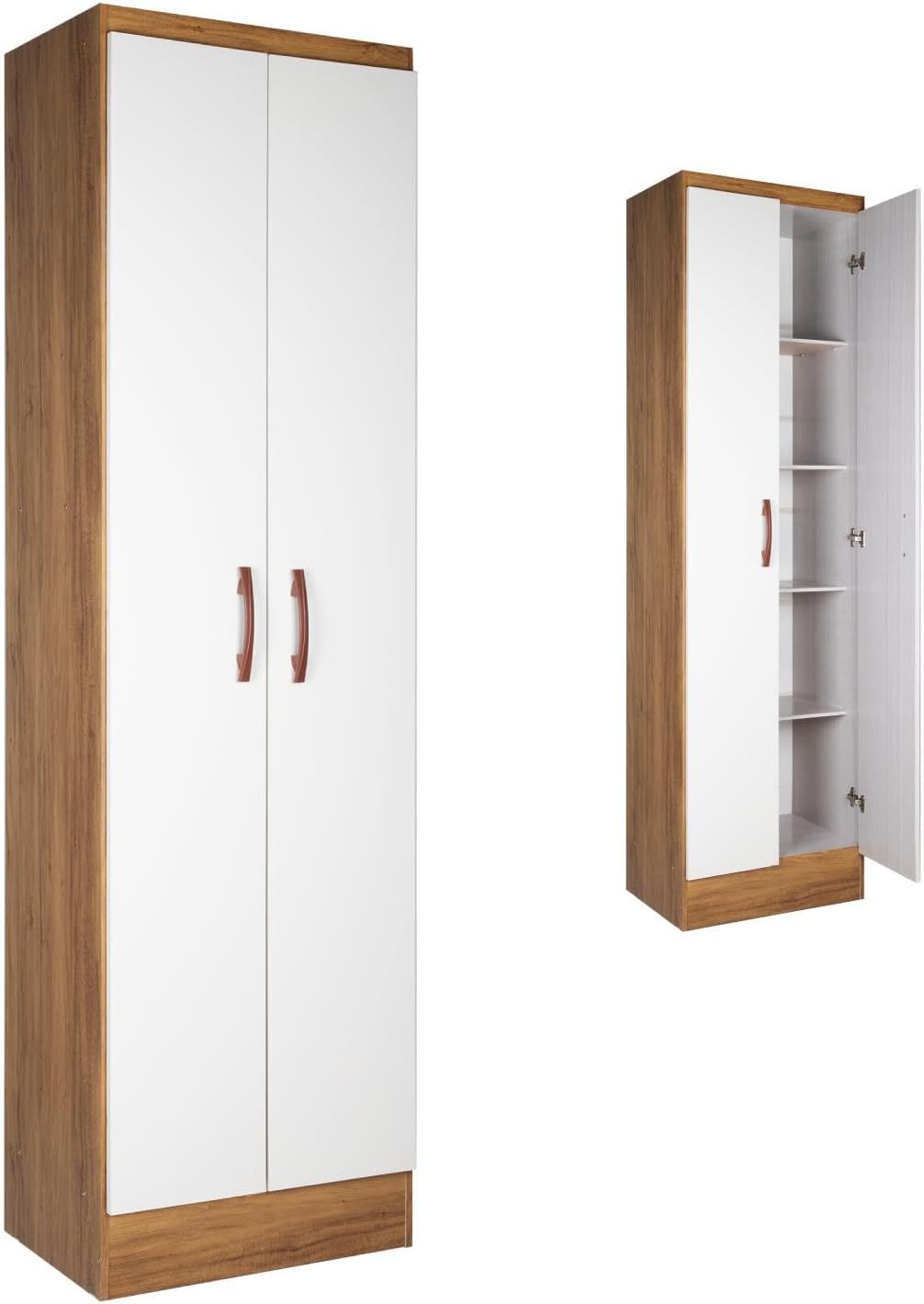 Kingshouse | Ropero De 6 Puertas con 2 Cajones – Color Café – Barra para Colgar – Estructura MDP – Mueble Organizador De Ropa – Armario para Casa, Recámara y Hogar