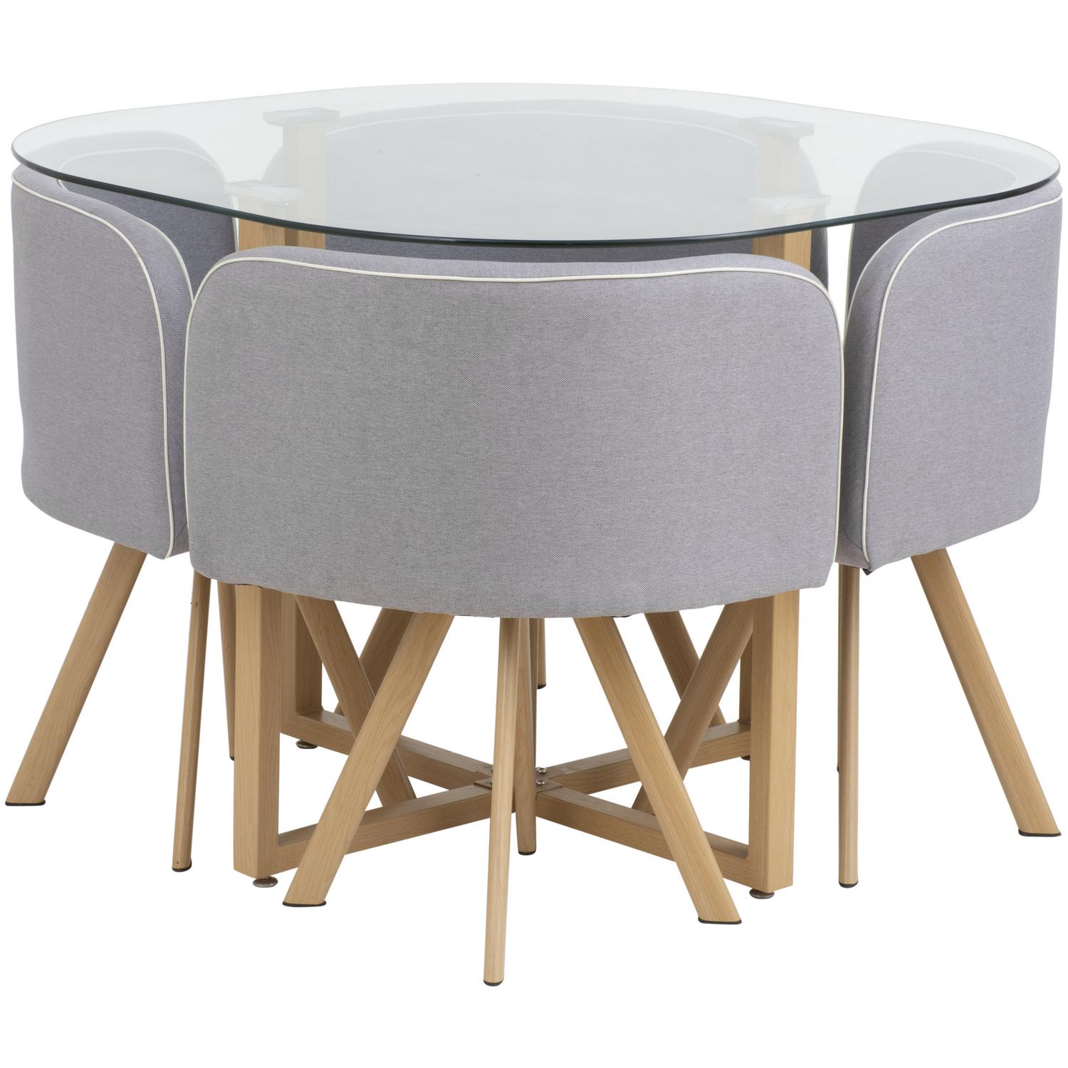 Comedor Graph 4 Sillas Mesa Rectangular 100x100x75 cm Natural/Transparente