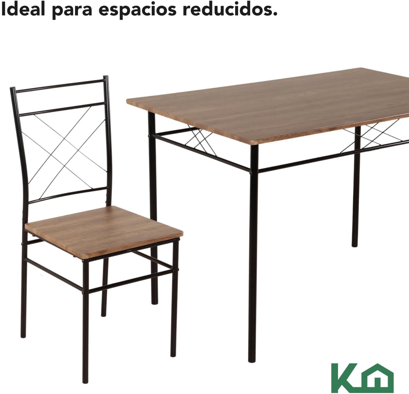 Kingshouse | Mesa de Comedor con 4 Sillas – Mesa de Madera MDF para 4 Personas – Estructura metálica – Moderna Minimalista – Juego de Mesa + 4 Sillas – Muebles para Cocina Restaurante y Cafeterías