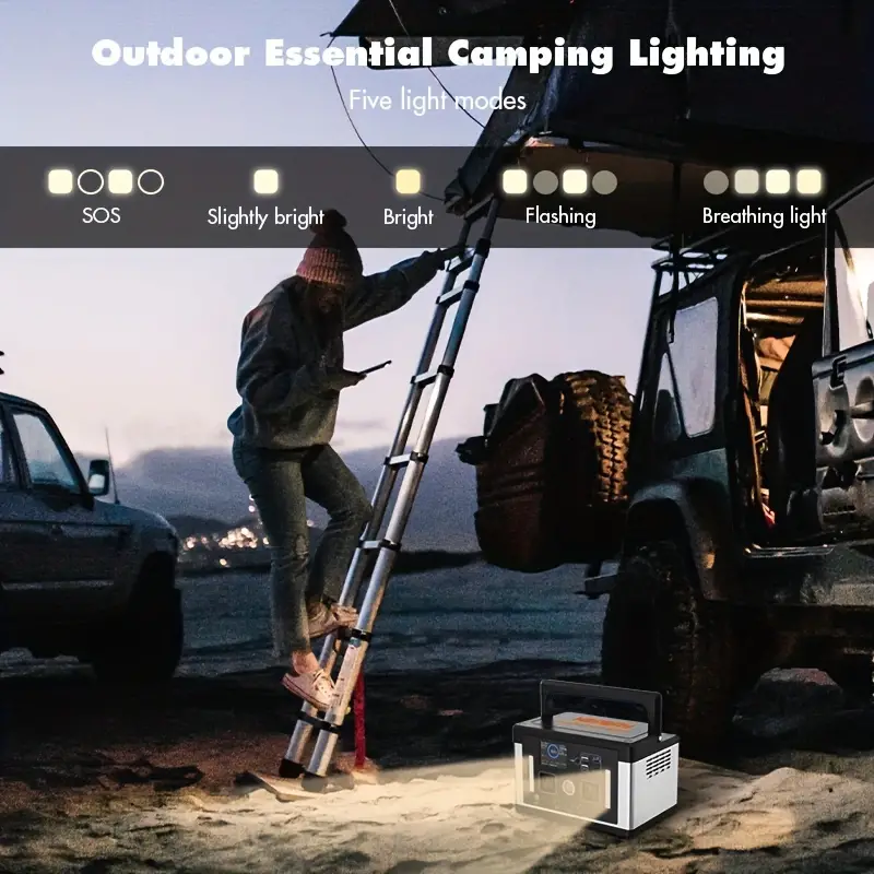 Estación de energía portátil Eurler P700 700W con capacidad de 577Wh para camping al aire libre y emergencias, todo en uno. Almacenamiento de energía solar con batería LiFePO4. Salida de CA 120V 60Hz 700W.