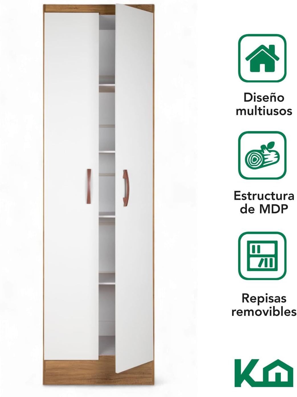 Kingshouse | Ropero De 6 Puertas con 2 Cajones – Color Café – Barra para Colgar – Estructura MDP – Mueble Organizador De Ropa – Armario para Casa, Recámara y Hogar