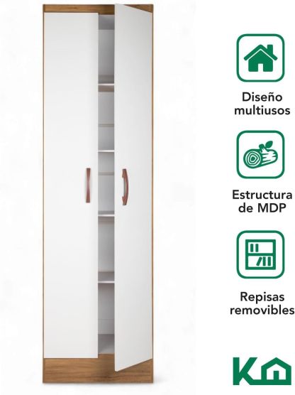 Kingshouse | Ropero De 6 Puertas con 2 Cajones – Color Café – Barra para Colgar – Estructura MDP – Mueble Organizador De Ropa – Armario para Casa, Recámara y Hogar