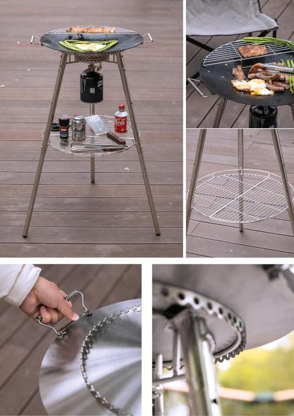 CAMPINGMOON GR-901 - Plancha para barbacoa de 18 pulgadas con válvula Lindal EN417 - Bote estándar para estufa de gas, soporte para quemadores de estufa de gas, soporte para parrilla de horno, kit de