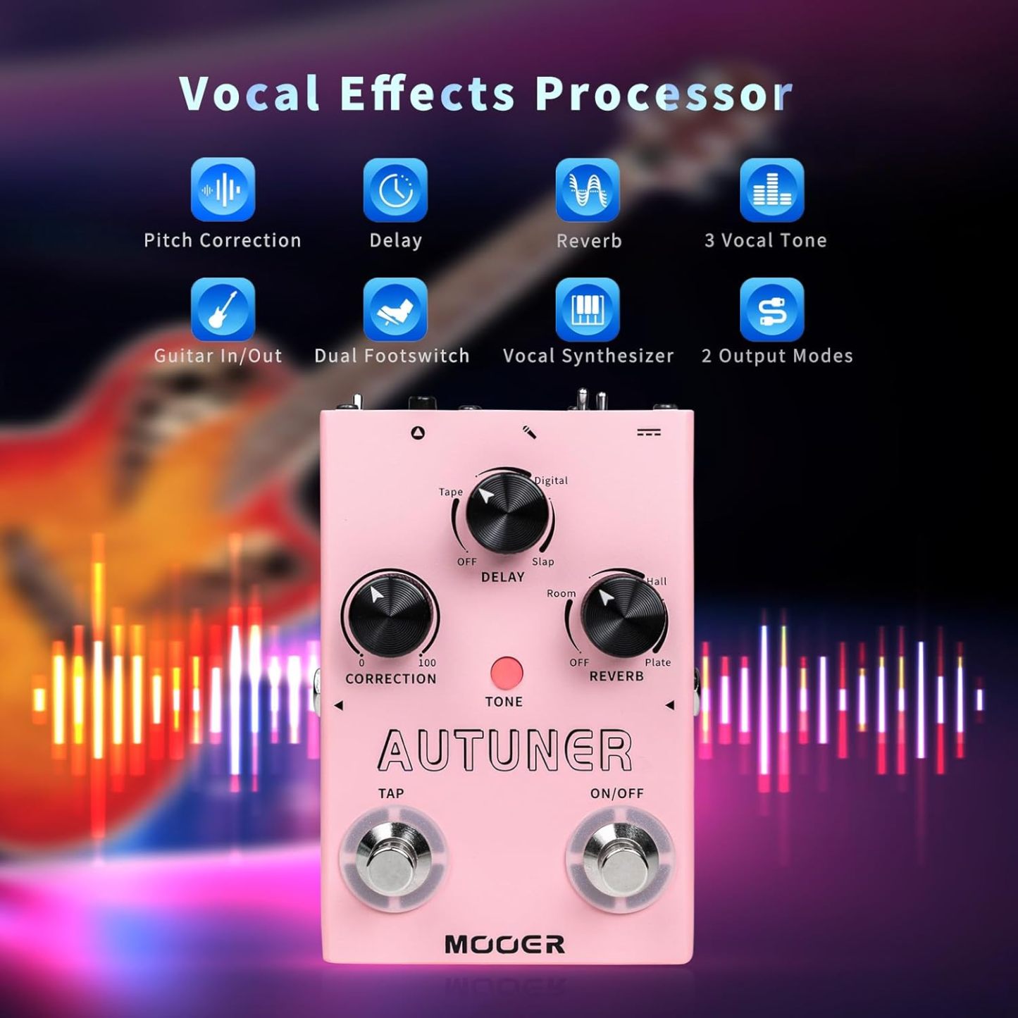 MOOER Harmonier - Procesador de efectos vocales para guitarra, pedal vocal, micrófono para grabación de transmisión en vivo (MVP2)