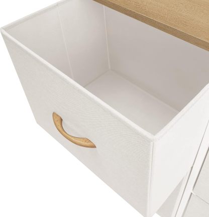 MU:4LIFE Cómoda De 5 Cajones Almacenamiento para Hogar Y Oficina, Organizador Cajonera De Estructura Metal y Cajones De Tela Lino Poliéster y Tela No Tejida (Gris Claro)