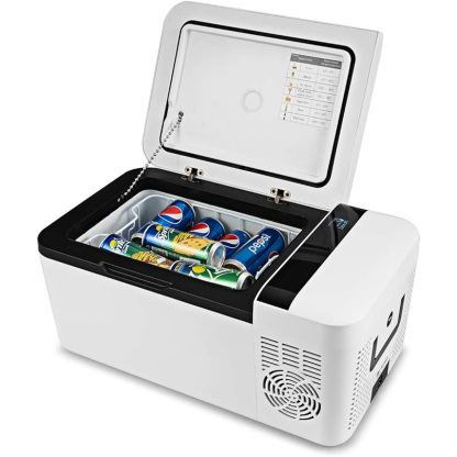 Compact Car Freezer, Portable Travel 12V Fridge, with Compressor, Double Handles, LCD Display Screen for Car and Home, Camping, Truck Party, Travel, Picnic Outdoor (16 Quart) - ONEDAYONLY™