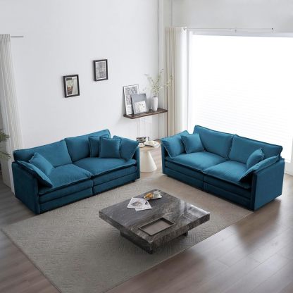 Neylory - Sofá de dos plazas con 2 almohadas para sala de estar, recámara, departamento, 2 plazas de felpilla para asiento profundo