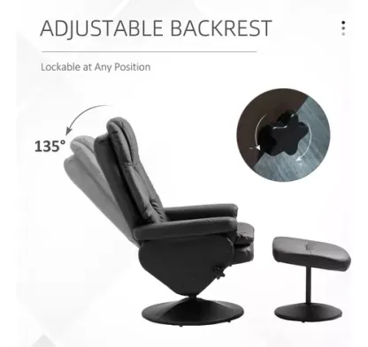 Homcom Sillón Reclinable Giratorio Con Otomana Piel Sintétic
