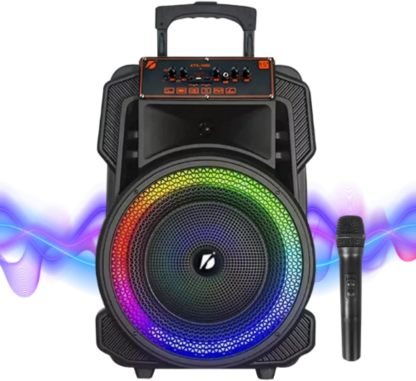 LINK BITS KTS-1666 Bocina Bluetooth Grande 15 Pulgadas, Recargable Altavoces Speaker Control y micrófono, bafle Karaoke para Fiesta con Luz Led