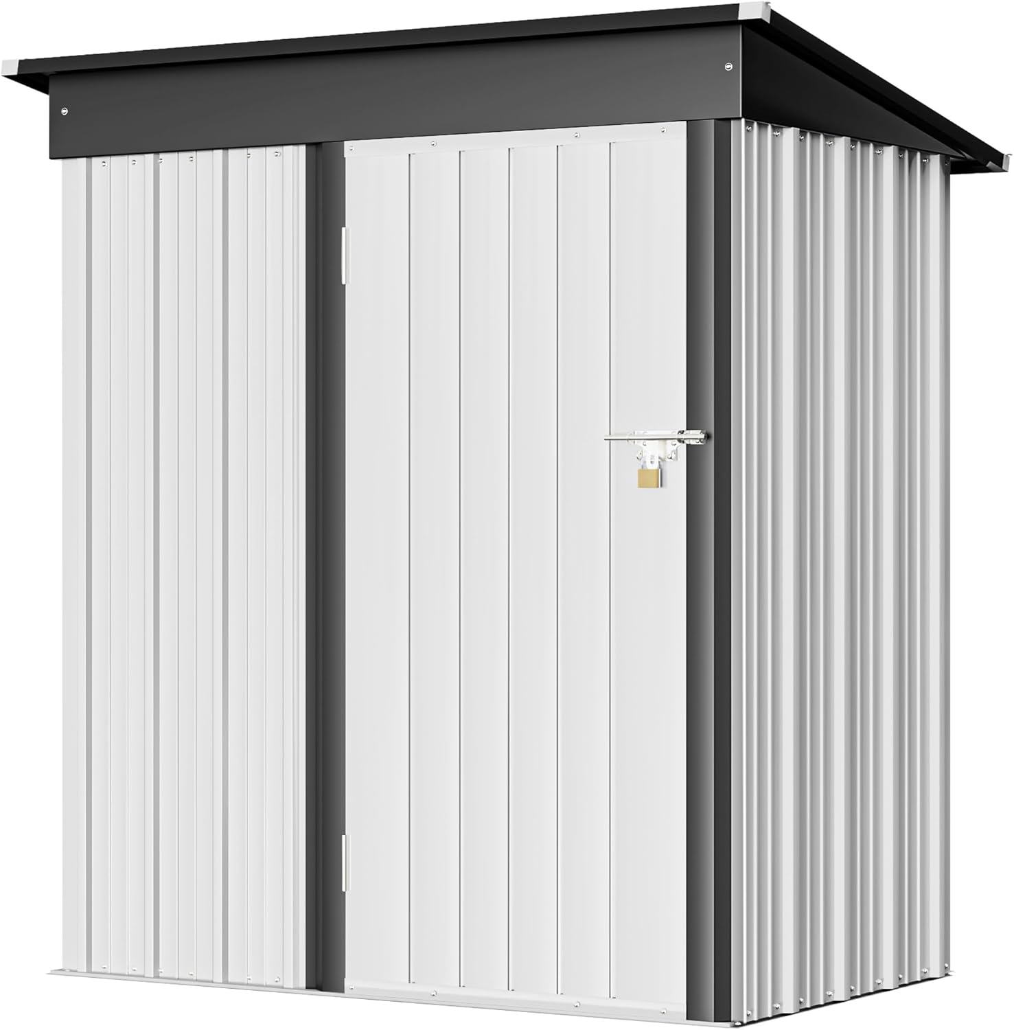 Greesum - Cobertizo de almacenamiento de metal para exteriores, 5 pies x 3 pies, herramienta de acero para cobertizo de almacenamiento con puerta y cerradura, para patio trasero, jardín, patio, césped (5 x 3 pulgadas), color café