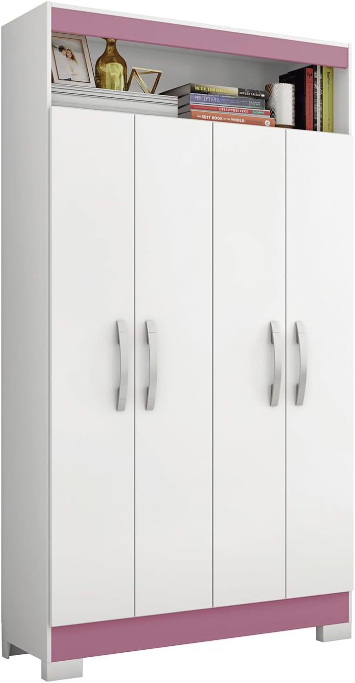 Skal Living Armario Multifuncional 4 Puertas Blanco/Rosa NT4040-BL