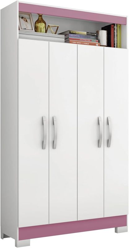 Skal Living Armario Multifuncional 4 Puertas Blanco/Rosa NT4040-BL