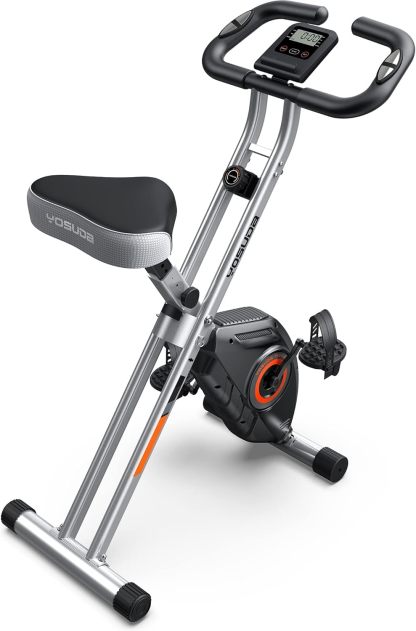 YOSUDA Bicicleta estática plegable 2 en 1 para personas mayores de 270 libras, bicicleta X magnética con 8 niveles de resistencia, para entrenamiento de gimnasio en casa