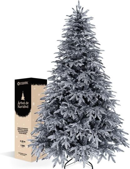 ESQUIMAL Árbol de Navidad Escarchado Ramas PVC y PE, Cedro del Himalaya Frondoso (Verde Nevado, 1.8 m)