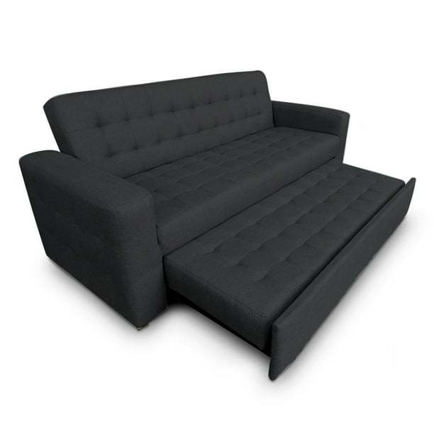 Sofa cama Matrimonial en Lino Gris Oxford Plegable moderno Mobydec Sofa cama Matrimonial Plegable en Lino