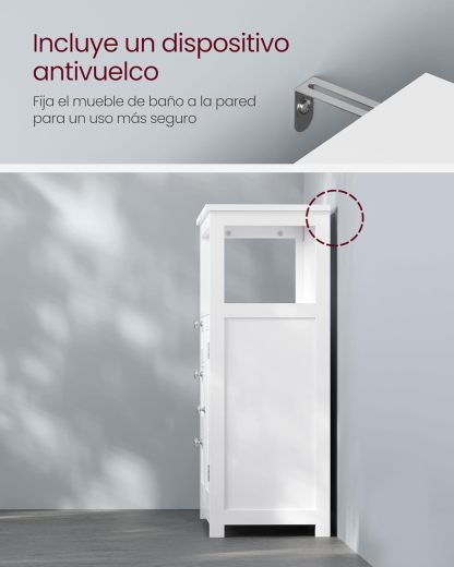 VASAGLE UBBC542P31V1 - clóset de Almacenamiento de baño no Empotrado con 3 cajones, Estante Ajustable, 11.8 x 23.6 x 31.5 Pulgadas, Color Blanco