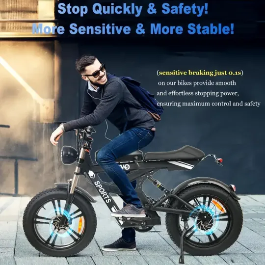 Bicicleta eléctrica con neumáticos gruesos Bicicleta eléctrica con motor sin escobillas de 750 W, batería extraíble duradera de 48 V y 15 Ah, velocidad máxima de 20 mph, adecuada para deportes al aire libre y campamentos