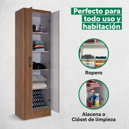 Kingshouse | Ropero De 6 Puertas con 2 Cajones – Color Café – Barra para Colgar – Estructura MDP – Mueble Organizador De Ropa – Armario para Casa, Recámara y Hogar