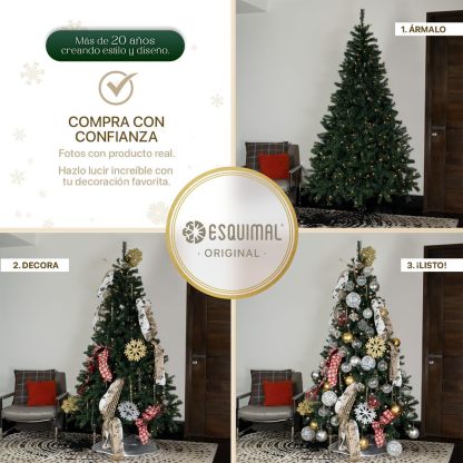 ESQUIMAL Árbol de Navidad Preiluminado con Luces LED 8 Modos de Iluminación (Verde Oscuro, 2.50 m)