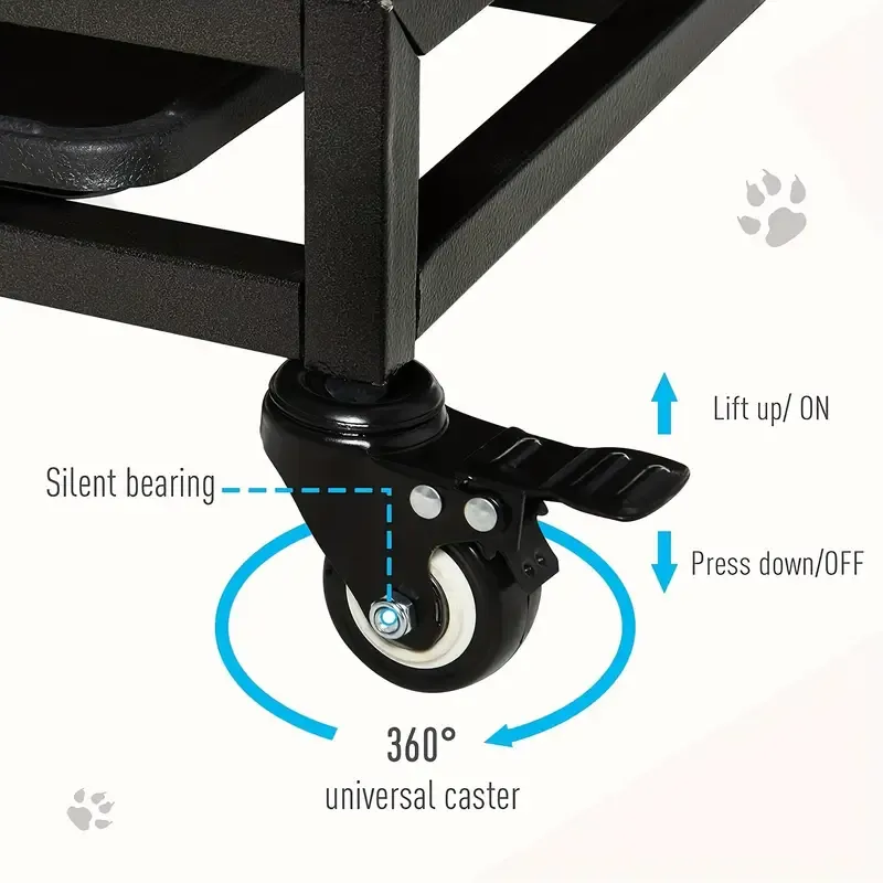 Jaula para perros de alta resistencia, jaula-kennel, techo grande, parque de juegos de metal resistente, adecuado para perros de tamaño grande y mediano, con cuatro cierres resistentes y cuatro ruedas bloqueables, 45 "/ negro