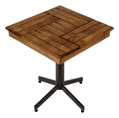 Mesa De Madera Sillas Restaurante Bar Cafetería Uso Rudo Color Chocolate Diseño de la tela de las sillas Tactopiel