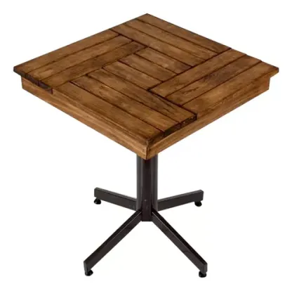 Mesa De Madera Sillas Restaurante Bar Cafetería Uso Rudo Color Chocolate Diseño de la tela de las sillas Tactopiel