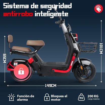 HONEYWHALE KC PRO Bicicleta Electrica para Adultos, Moto Electrica con Alarma, Potencia Motor Hasta 800W, Velocidad Máxima 45KM/H, Autonomía 60KM, Compatible con Desbloqueo NFC