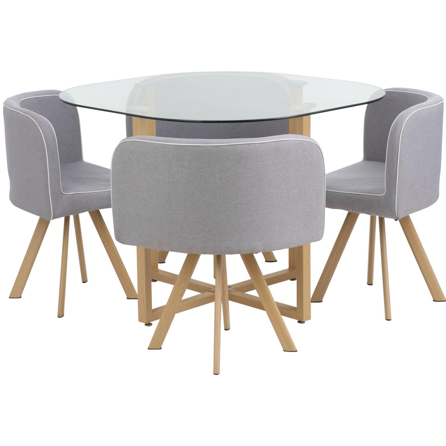Comedor Graph 4 Sillas Mesa Rectangular 100x100x75 cm Natural/Transparente