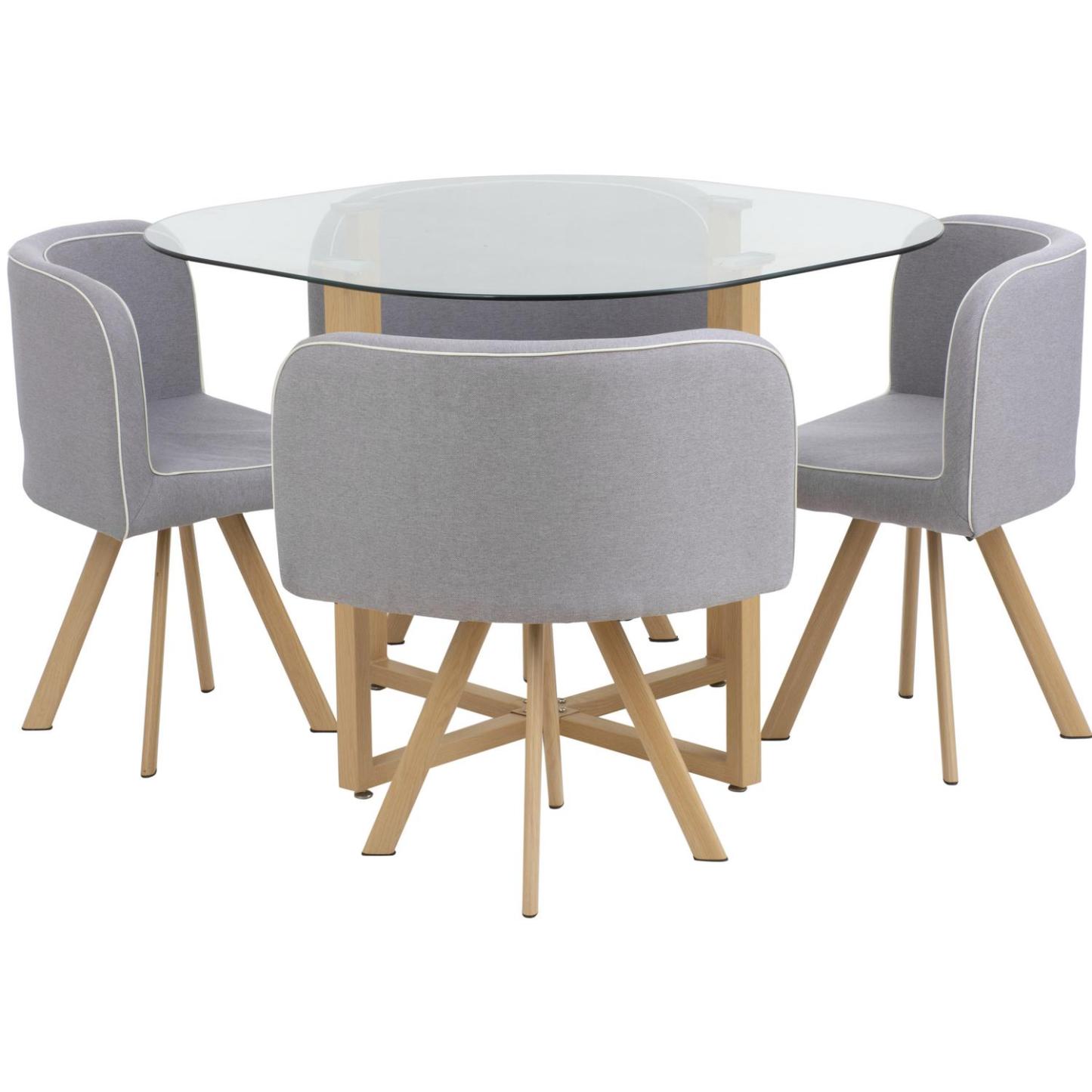 Comedor Graph 4 Sillas Mesa Rectangular 100x100x75 cm Natural/Transparente