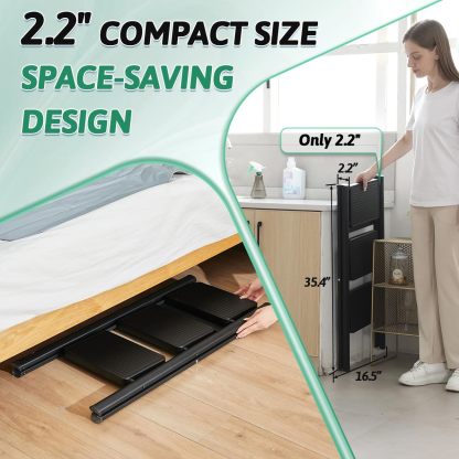 Escalera plegable de 5 peldaños de carga de 350 libras para el hogar/interior, escalera alta de cocina/clóset para adultos, escalera ligera compacta con pedal ancho antideslizante, color