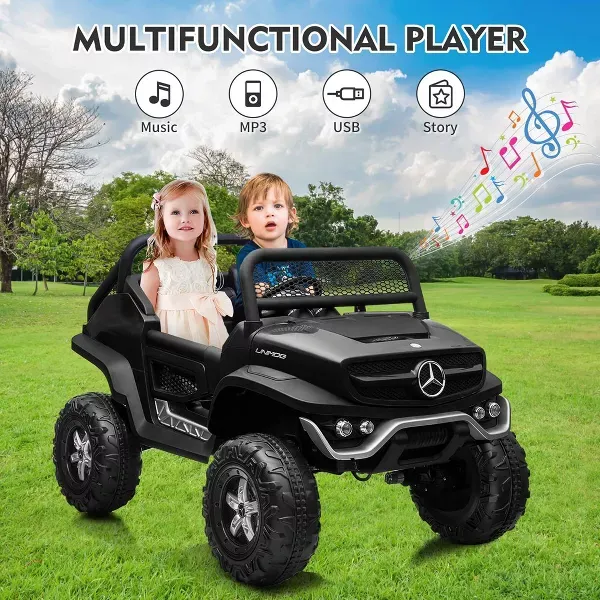 Camión de paseo de 24V para niños, coche eléctrico de 2 plazas con licencia Mercedes Benz para niños pequeños, juguete para montar con Control remoto