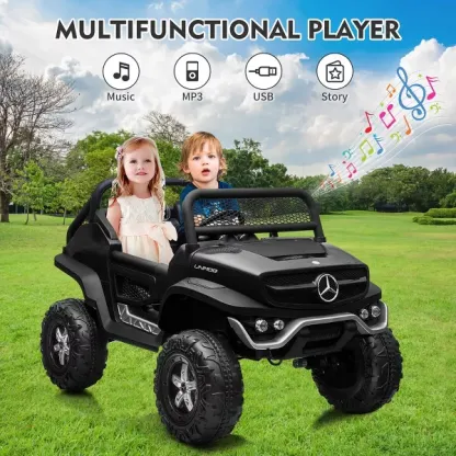 Camión de paseo de 24V para niños, coche eléctrico de 2 plazas con licencia Mercedes Benz para niños pequeños, juguete para montar con Control remoto