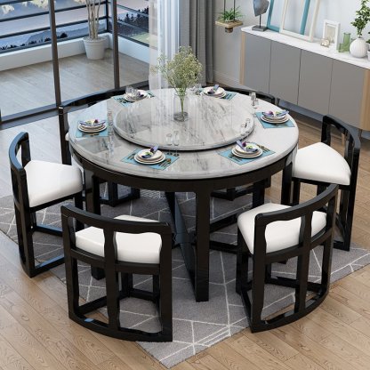 Combinación de mesa de comedor y silla de mármol, mesa de comedor de madera maciza creativa minimalista moderna para el hogar para 6 personas