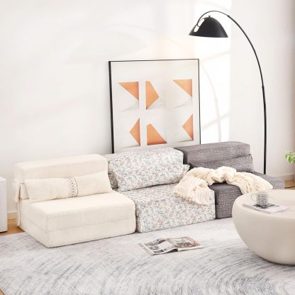 Tiita - Sillón de futón, tamaño individual, sofá cama plegable con almohada, colchón de piso y futón para sala de estar, recámara, uso de invitados, departamento