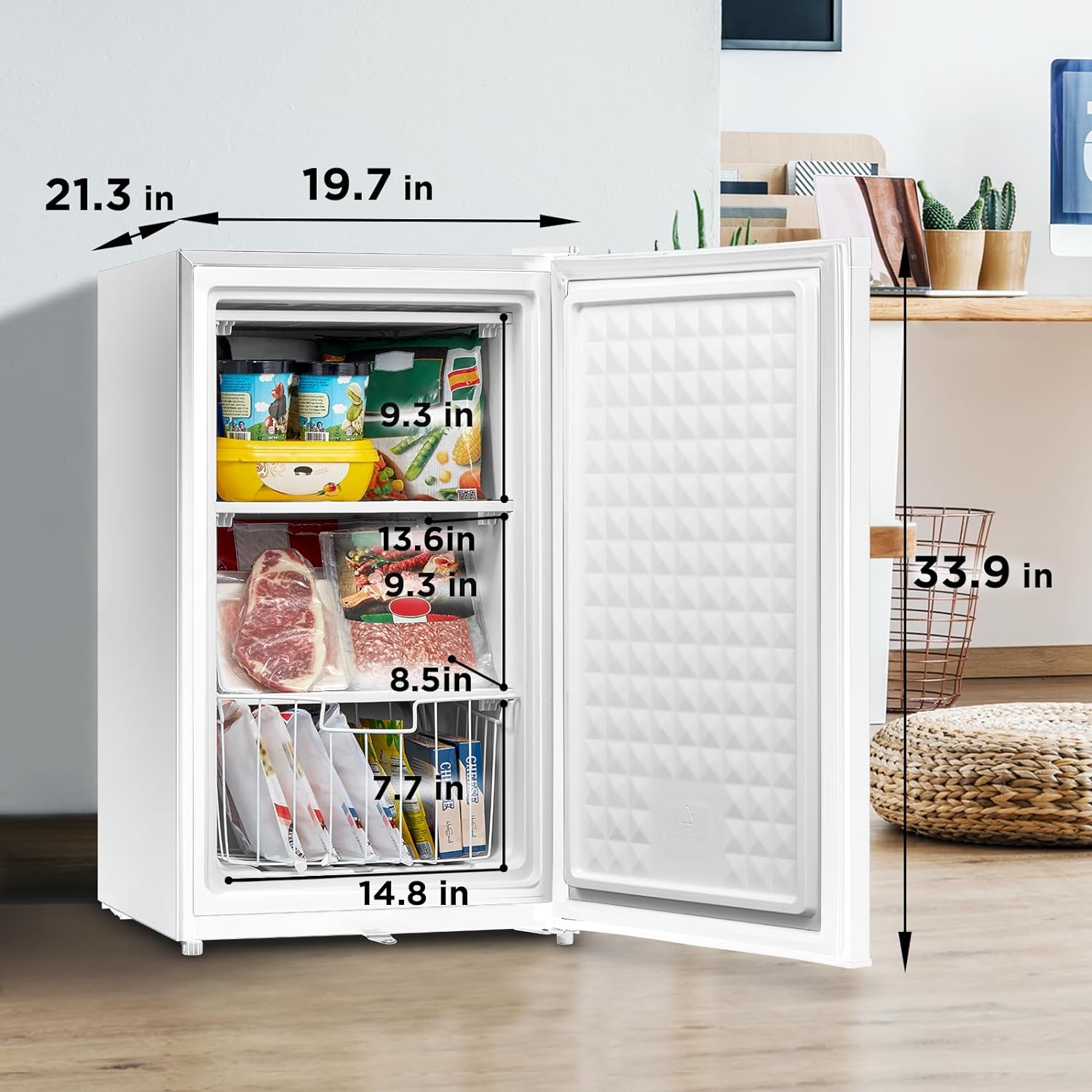 Midea WHS-109FW1 Refrigerador vertical, 3.0 pies cúbicos, blanco-----Abridor de botellas