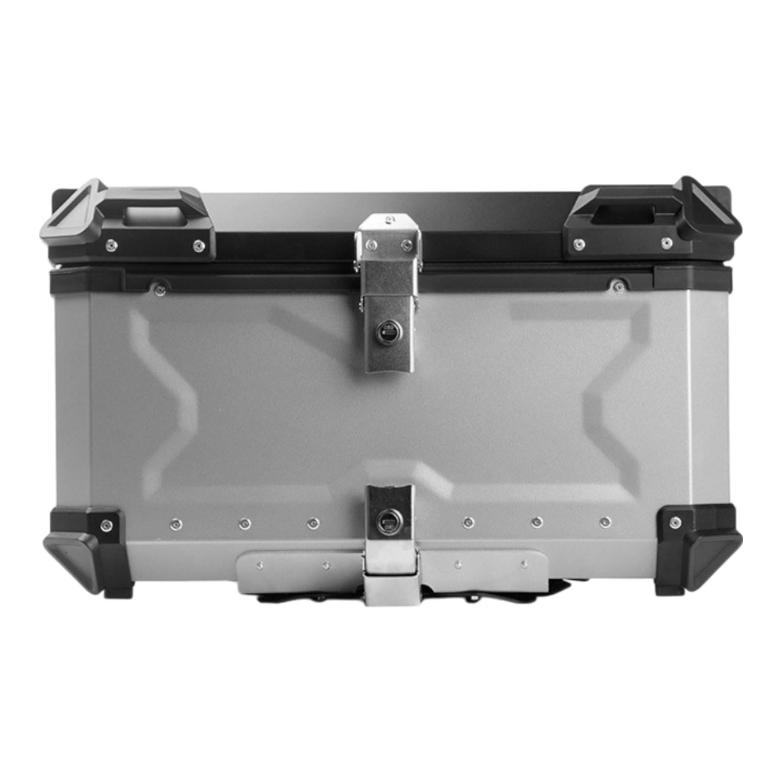 Baúl de motocicleta genérico, caja trasera, organizador de aluminio a prueba de golpes, caja para casco, baúl de almacenamiento de equipaje para 45L Plata