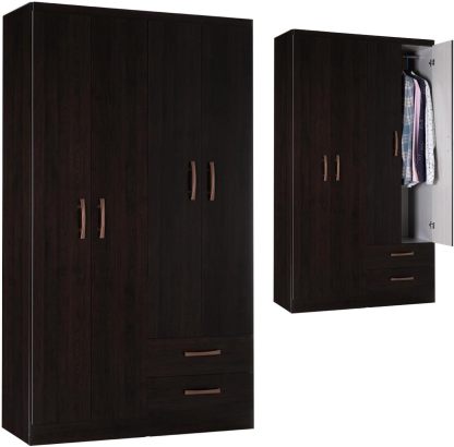 Kingshouse | Ropero De 6 Puertas con 2 Cajones – Color Café – Barra para Colgar – Estructura MDP – Mueble Organizador De Ropa – Armario para Casa, Recámara y Hogar