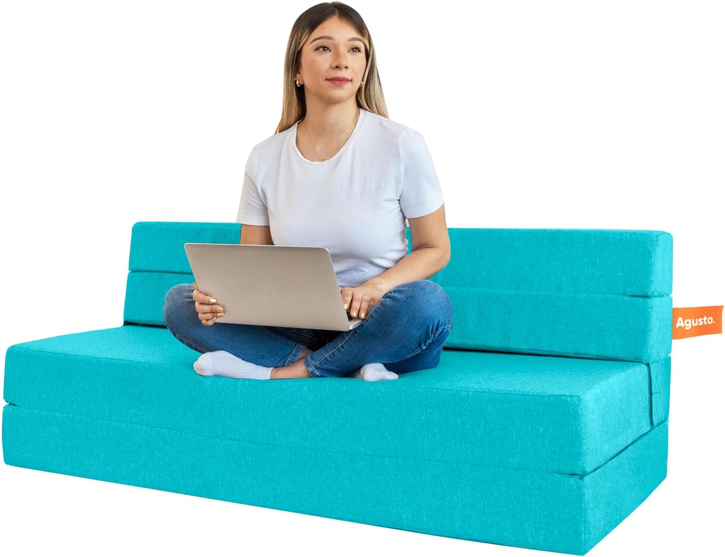 AGUSTO Sofá Cama Matrimonial Multifunción Colchon Plegable Futon Chaise Sillon Puff (Gris Oxford)