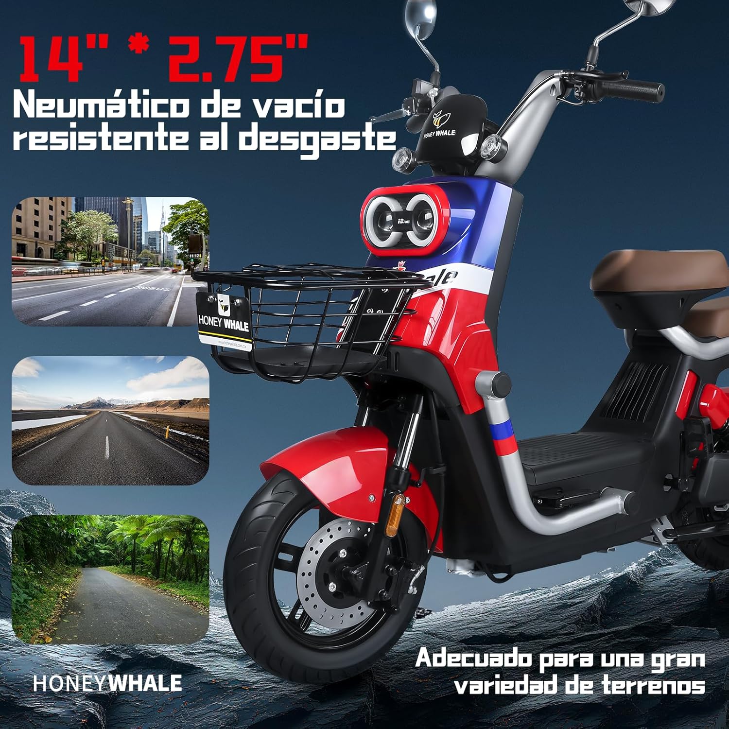 HONEYWHALE KC PRO Bicicleta Electrica para Adultos, Moto Electrica con Alarma, Potencia Motor Hasta 800W, Velocidad Máxima 45KM/H, Autonomía 60KM, Compatible con Desbloqueo NFC