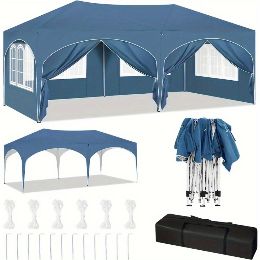 Gazebo Resistente para Exteriores, 3x6m, Carpa Plegable para Fiestas, Protección UV 50+, Altura Ajustable, Tela Duradera, Construcción Robusta, Disponible en Múltiples Colores, Refugio Portátil para Camping, Jardín, Mercadillo, Etc.