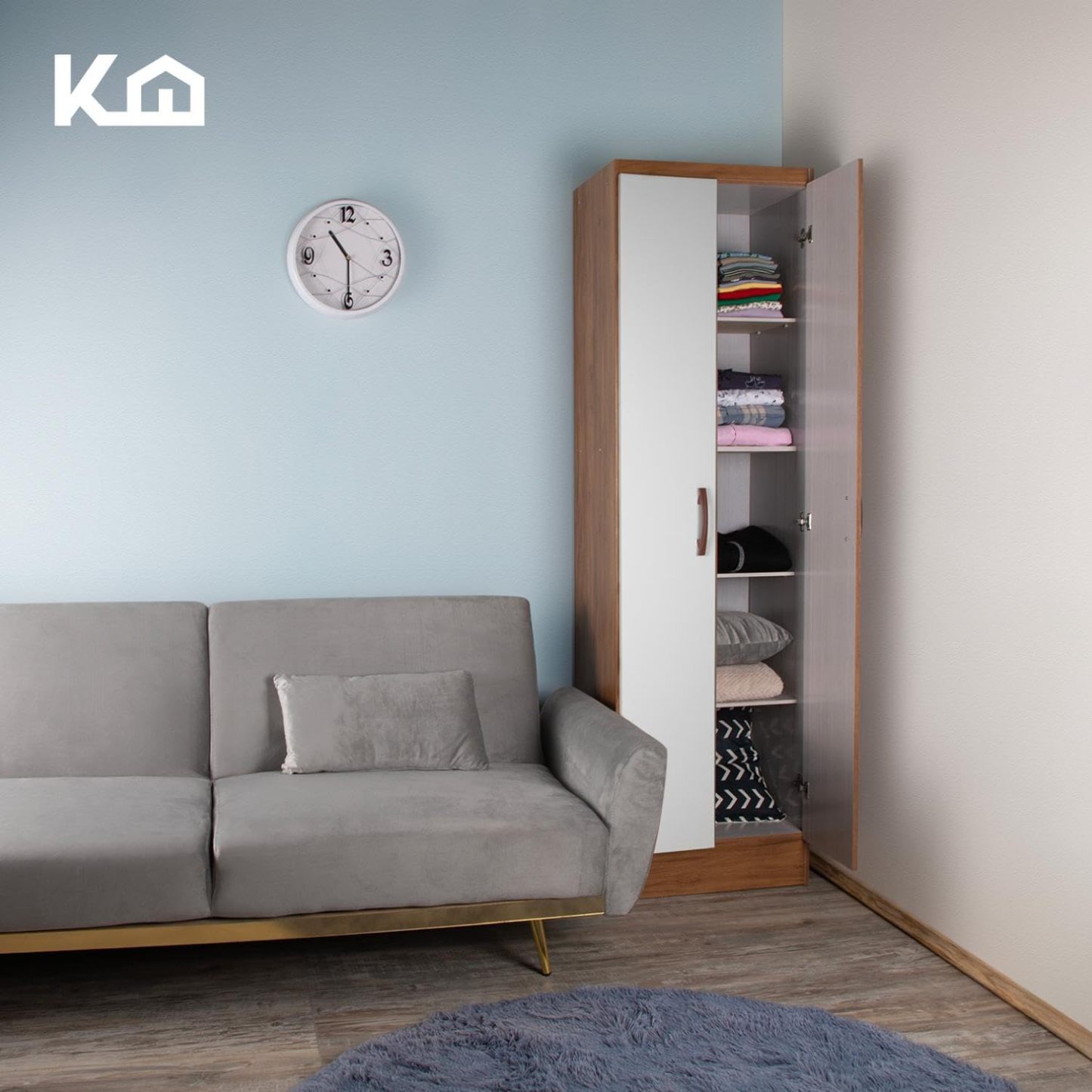 Kingshouse | Ropero De 6 Puertas con 2 Cajones – Color Café – Barra para Colgar – Estructura MDP – Mueble Organizador De Ropa – Armario para Casa, Recámara y Hogar