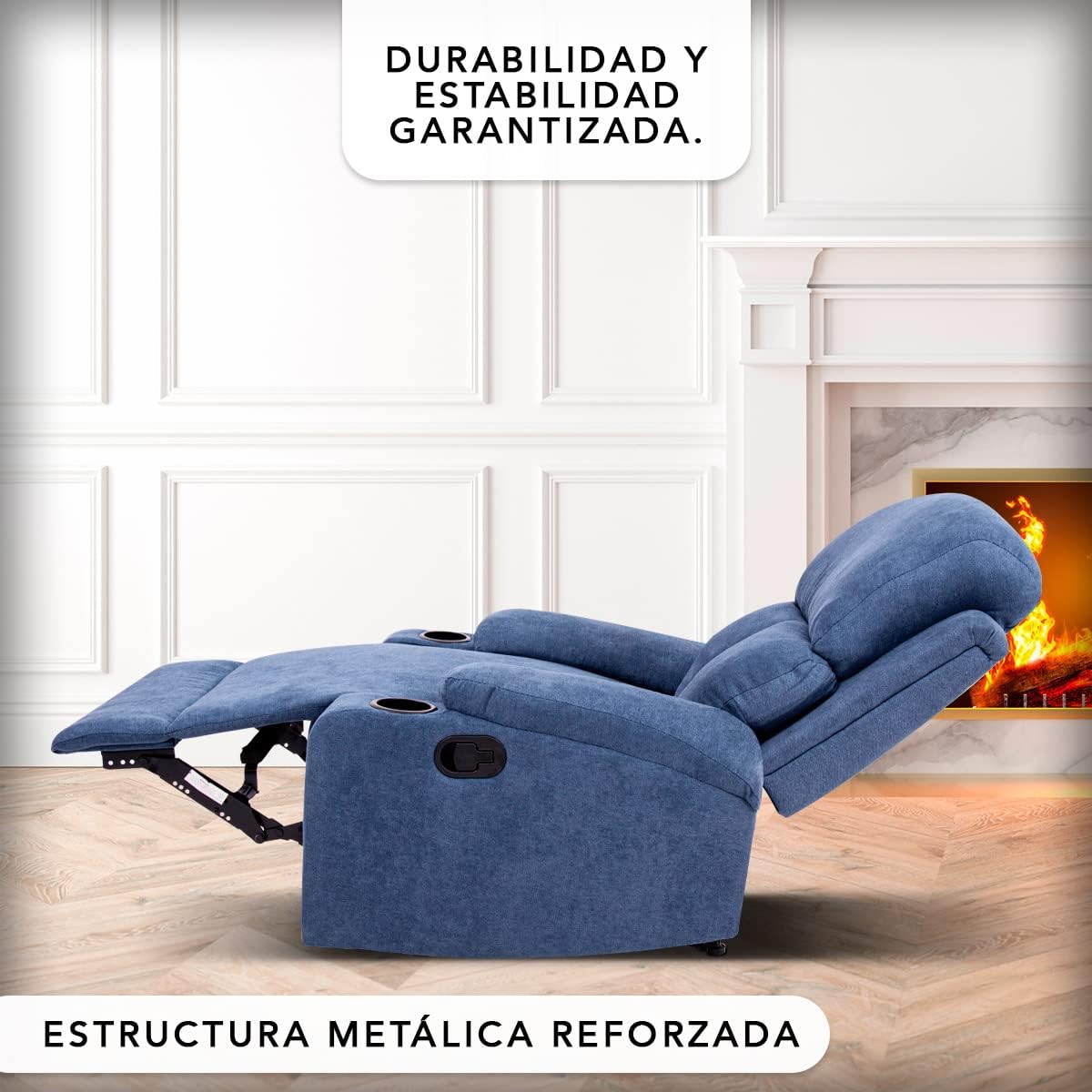 Sillon Reclinable para Adultos Individual - Brady - con Sistema Manual - Reposet de Tela - Varios Colores (Gris).